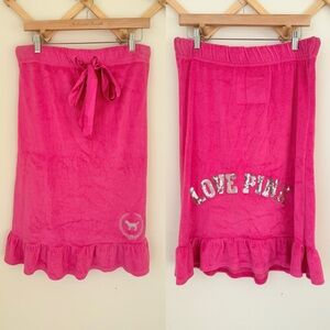 Victoria's Secret PINK Terry Cloth Ruffle Sequined Cover Up Skirt/Dress